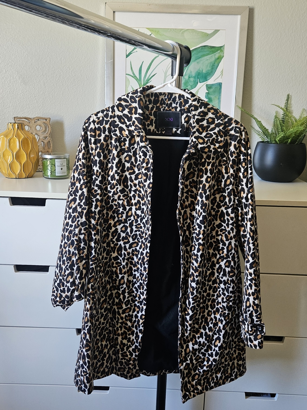 Forever 21 Leopard Print Jacket - Black & Tan